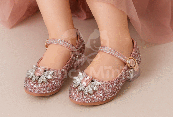 Princess Sequin High Heel Sandals for Girls – Peep-Toe Party Shoes for Spring & Summer (Sizes 24–37)