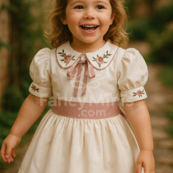 Handmade Embroidered White Dress for Girls – Summer Gown for Birthdays, Weddings, Baptism & Eid (1–12Y)