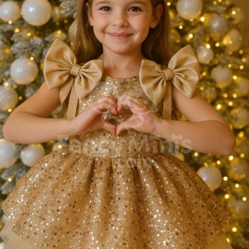 Sequin Princess Tutu Dress for Baby Girls – Bow-Back Tulle Gown for Birthdays, Weddings & Holiday Parties (1–12Y)