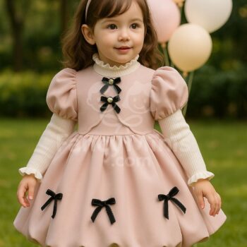 2024 Pink Ball Gown for Girls – Beaded Flower Girl & Birthday Party Dress with Bowknot (1–10Y)