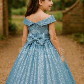 Flower Girl Dress for Wedding, Birthday, First Communion – Princess Gown with Bow, Cap Sleeves | Gift for Toddler and Little Girls 2y to 12y