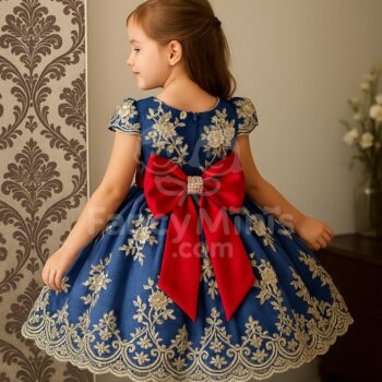 Girls Birthday Princess Dress | Bow Lace Sleeve Backless Flower Ball Gown (4–10Y)