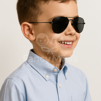 "Whimsical ensemble of sophisticated children's attire featuring a refined pastel dress with intricate lace details and delicate ruffles, complemented by stylish accessories, epitomizing elegance and charm for the discerning young fashionista."